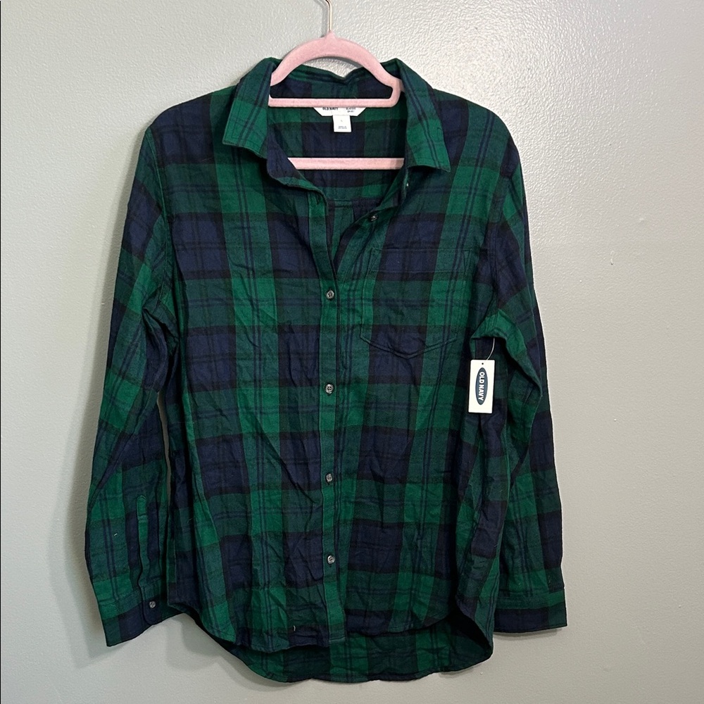 Old Navy Blue and Green plaid Shirt